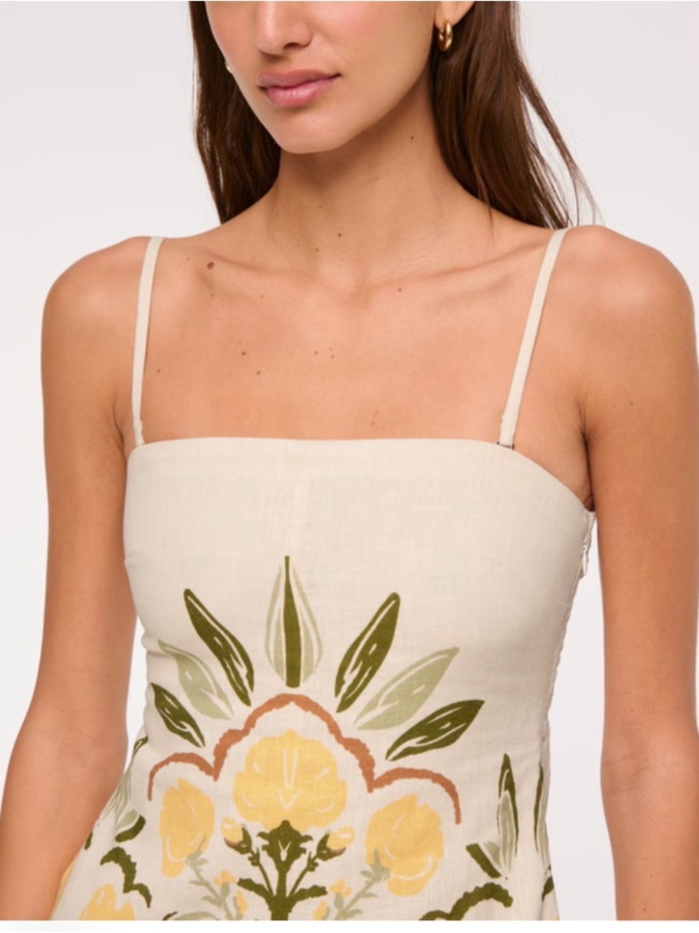 Abercrombie Scarlett Strapless Linen Skort Dress XLT Tall NWT Yellow Floral - Picture 2 of 5